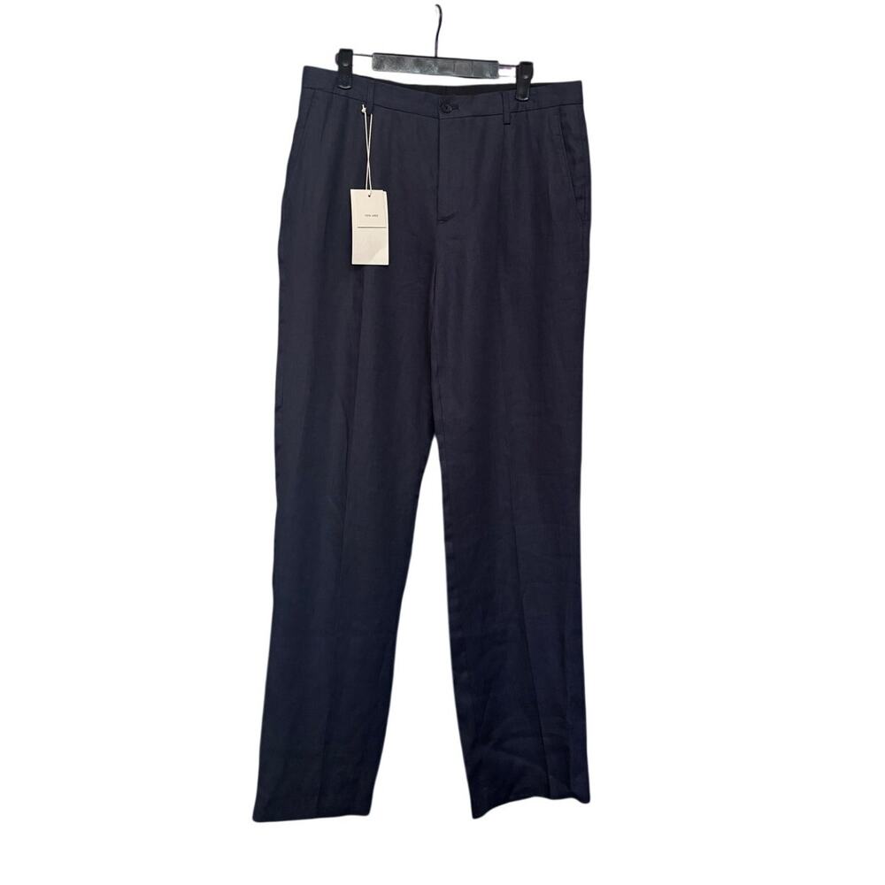 Zara Men's Navy Blue Linen Dress Pants